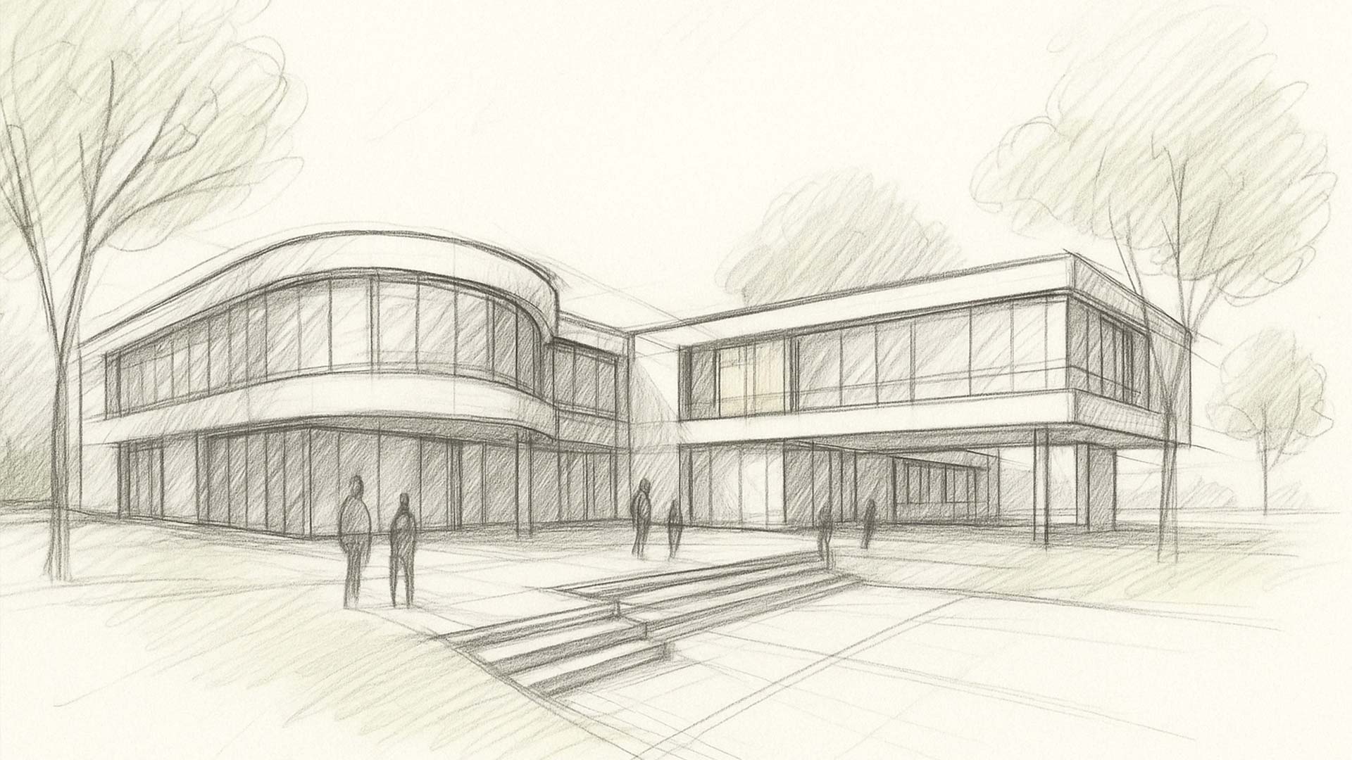 Eine Konzeptzeichnung einer Schule für eines der Projekte vom Sozialwerk Winterstein.